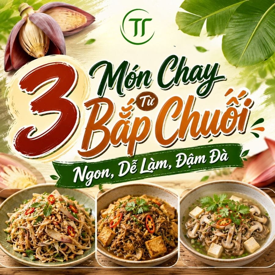 3 Món Chay Từ Bắp Chuối Ngon, Dễ Làm, Đậm Đà